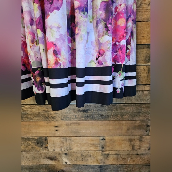 Liz Caliborne Women Sleeveless Floral Purple/pink Midi Fit/flare Dress Size 16 - Picture 7 of 12